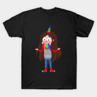 Cute Unicorn Girl Throwing Up Rainbow T-Shirt